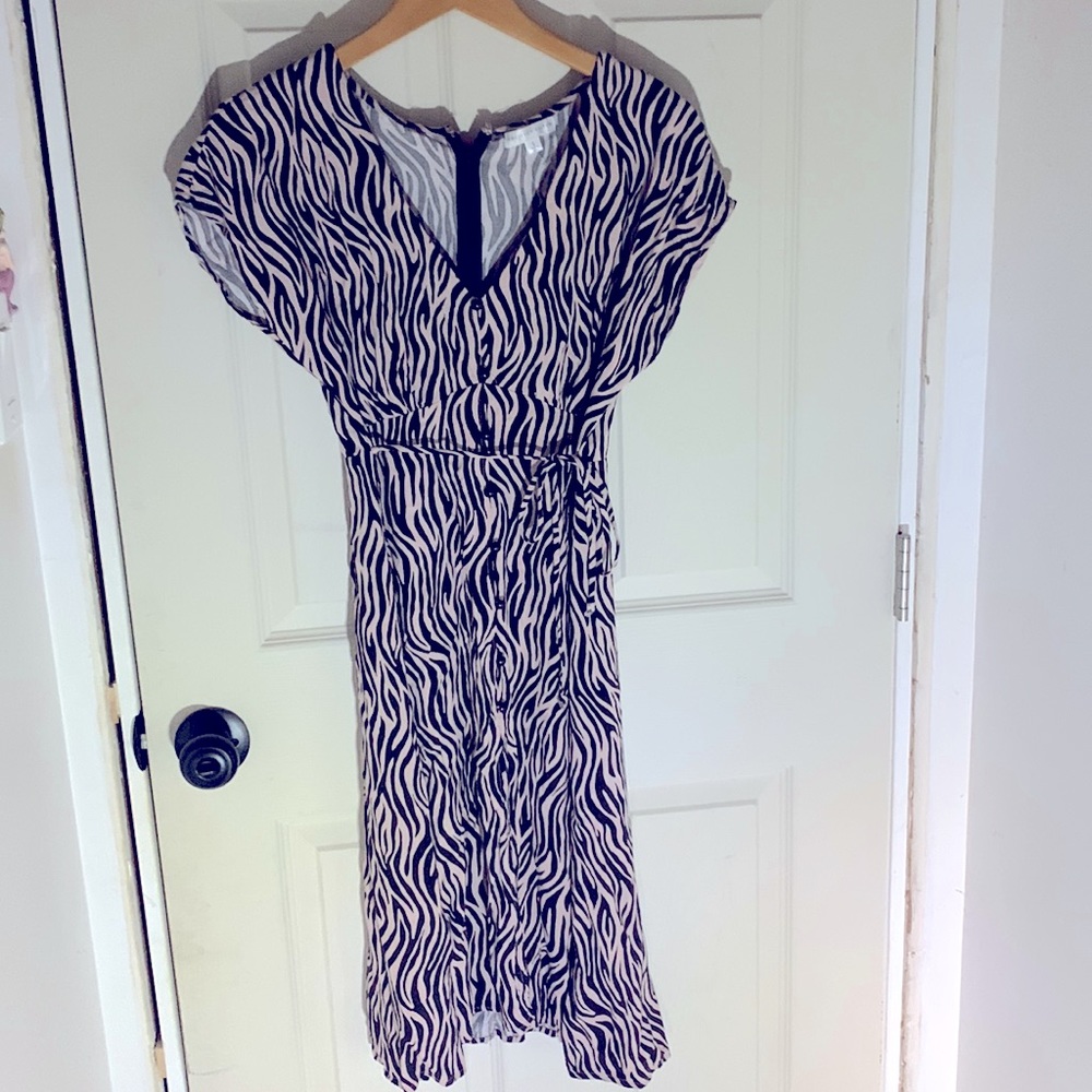 Zebra print button up dress size L